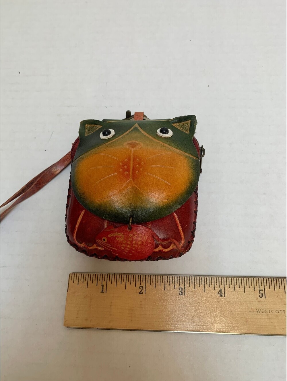 Leather Cat Wrist Coin Purse Artisan Handmade Festival